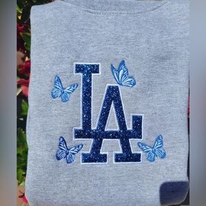 LA dodgers glitter embroidered sweater